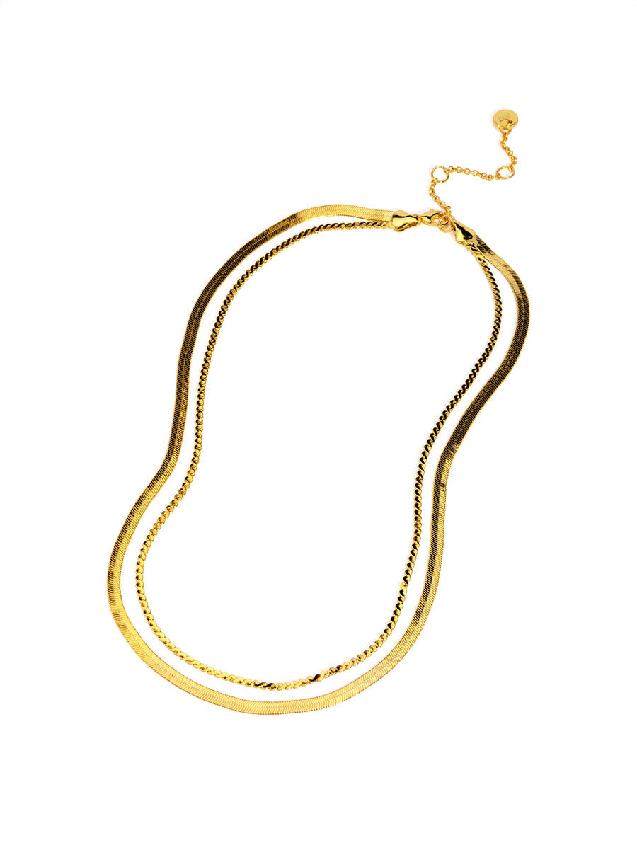 Layered Herringbone Short Necklace