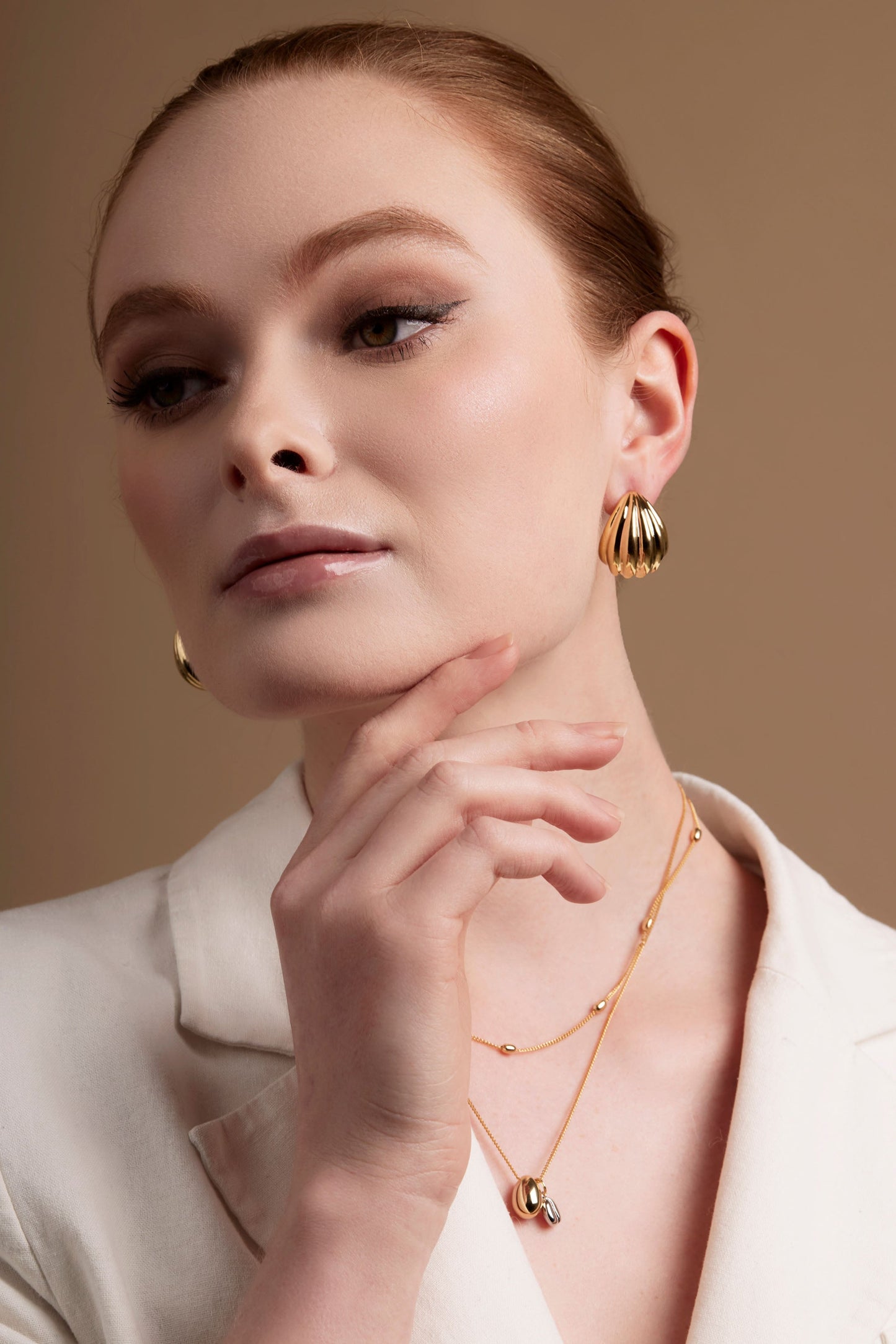 Two-Tone Coffe Bean Layered Collar Necklace