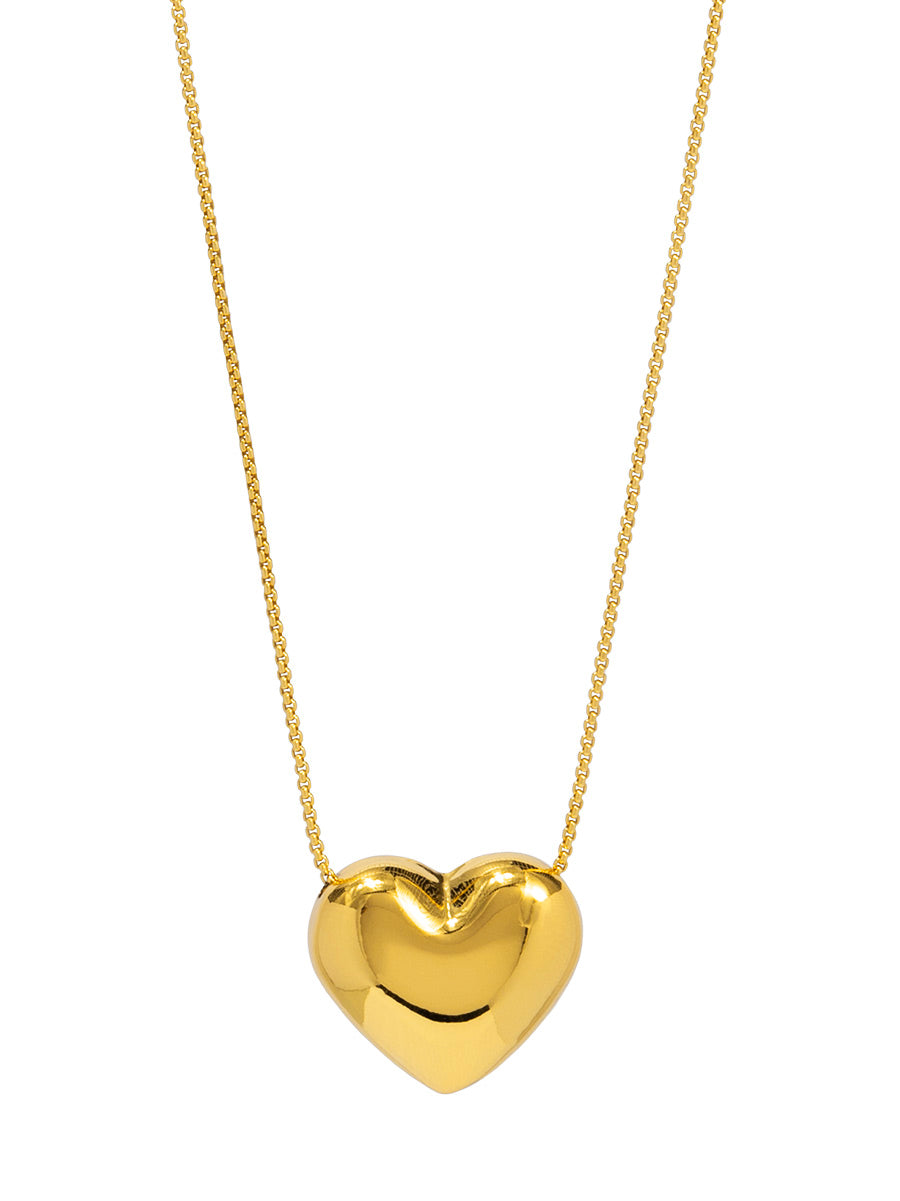 Puffy heart pendant short necklace