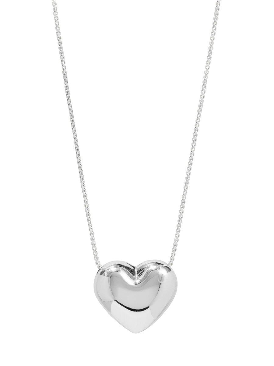 Puffy heart pendant short necklace
