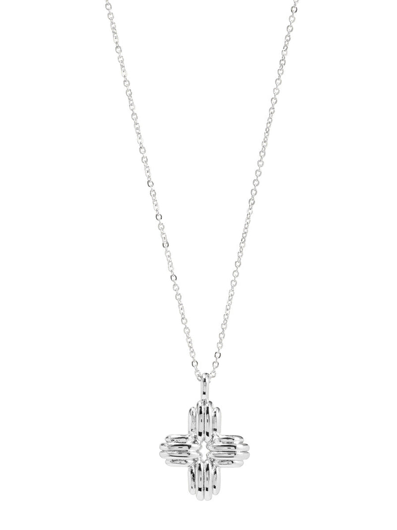 Ridged Cross Pendant Necklace