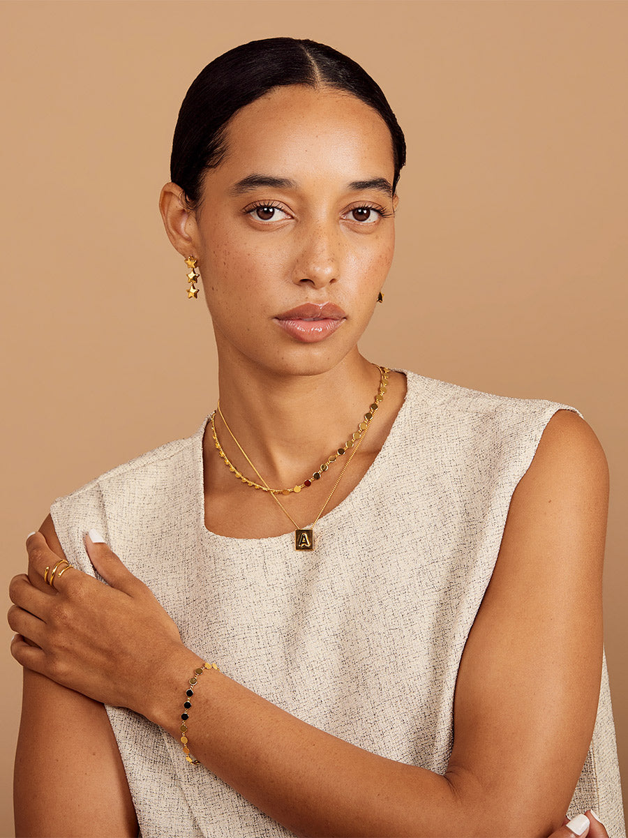 Dot Disc Chain Magnet Short Necklace