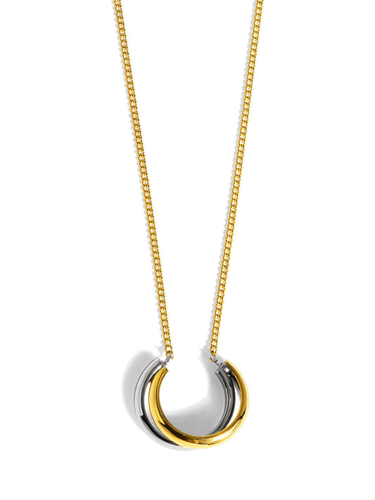 Two Tone Entwined Pendant Short Necklace