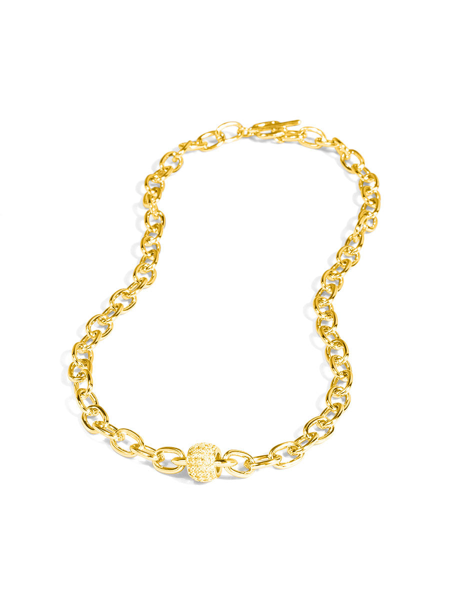 Pave Barrel Chain Toggle Necklace