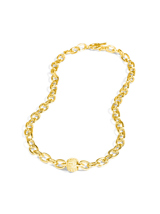 Pave Barrel Chain Toggle Necklace