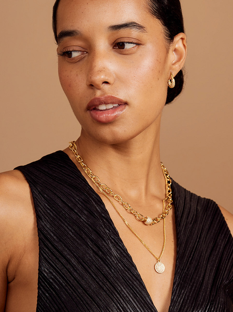 Pave Barrel Chain Toggle Necklace