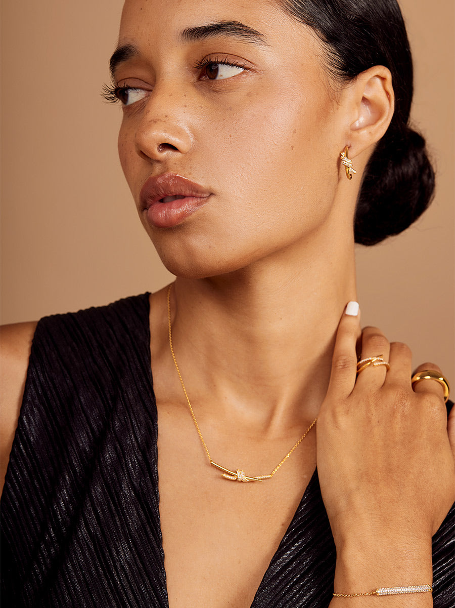 Pave Knotted Pendant Short Necklace