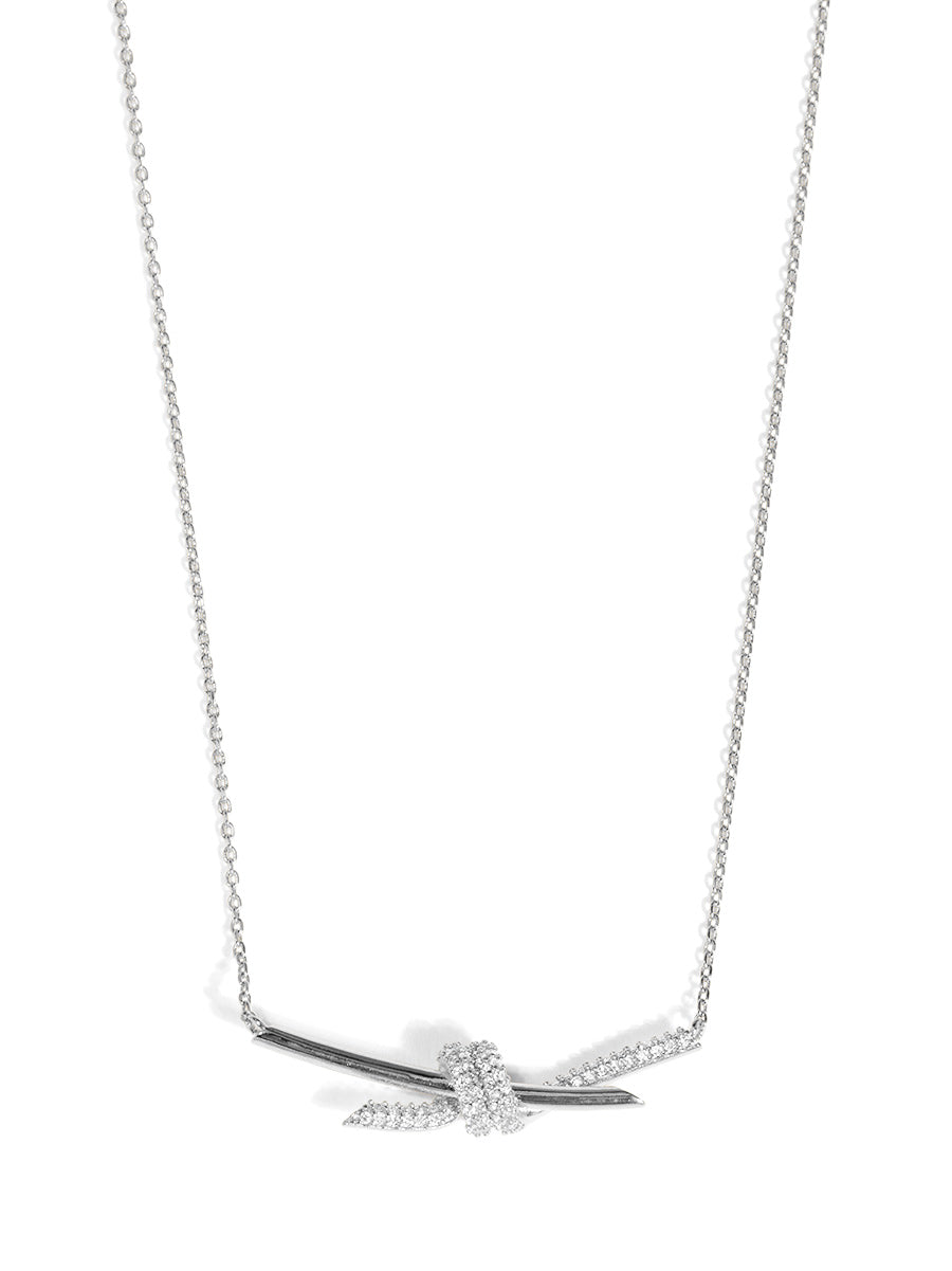 Pave Knotted Pendant Short Necklace