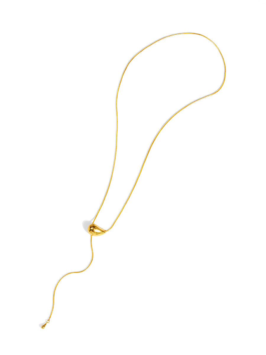 Sculpted Droplet Lariat Slider Necklace