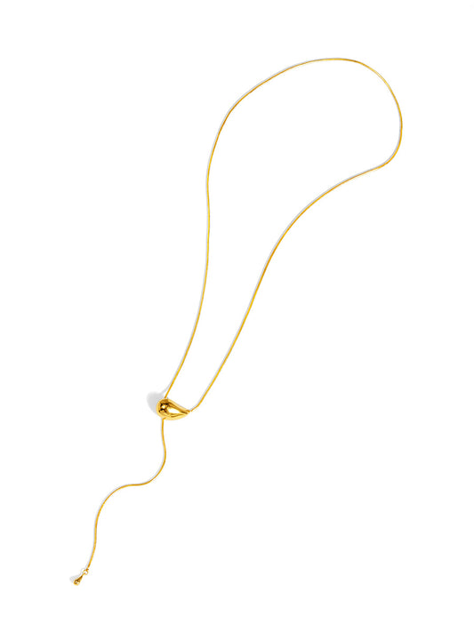 Sculpted Droplet Lariat Slider Necklace