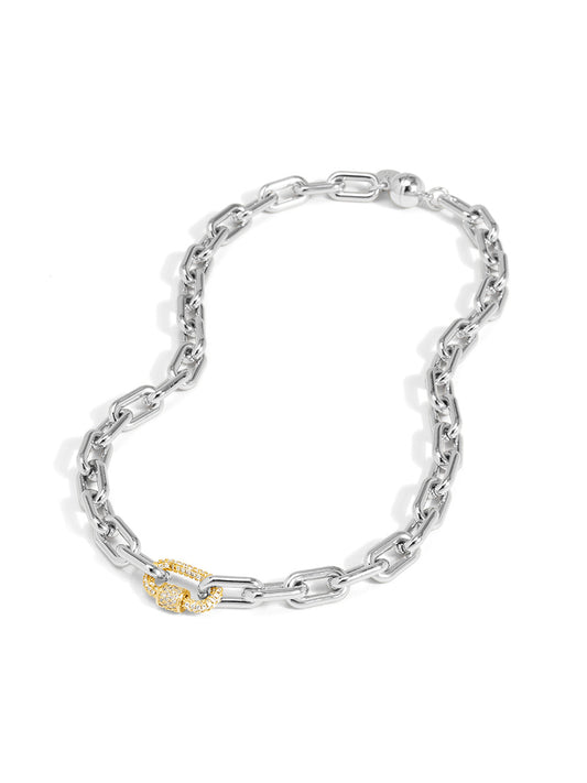 Two-Tone Carabiner Link Short Magnet Necklace