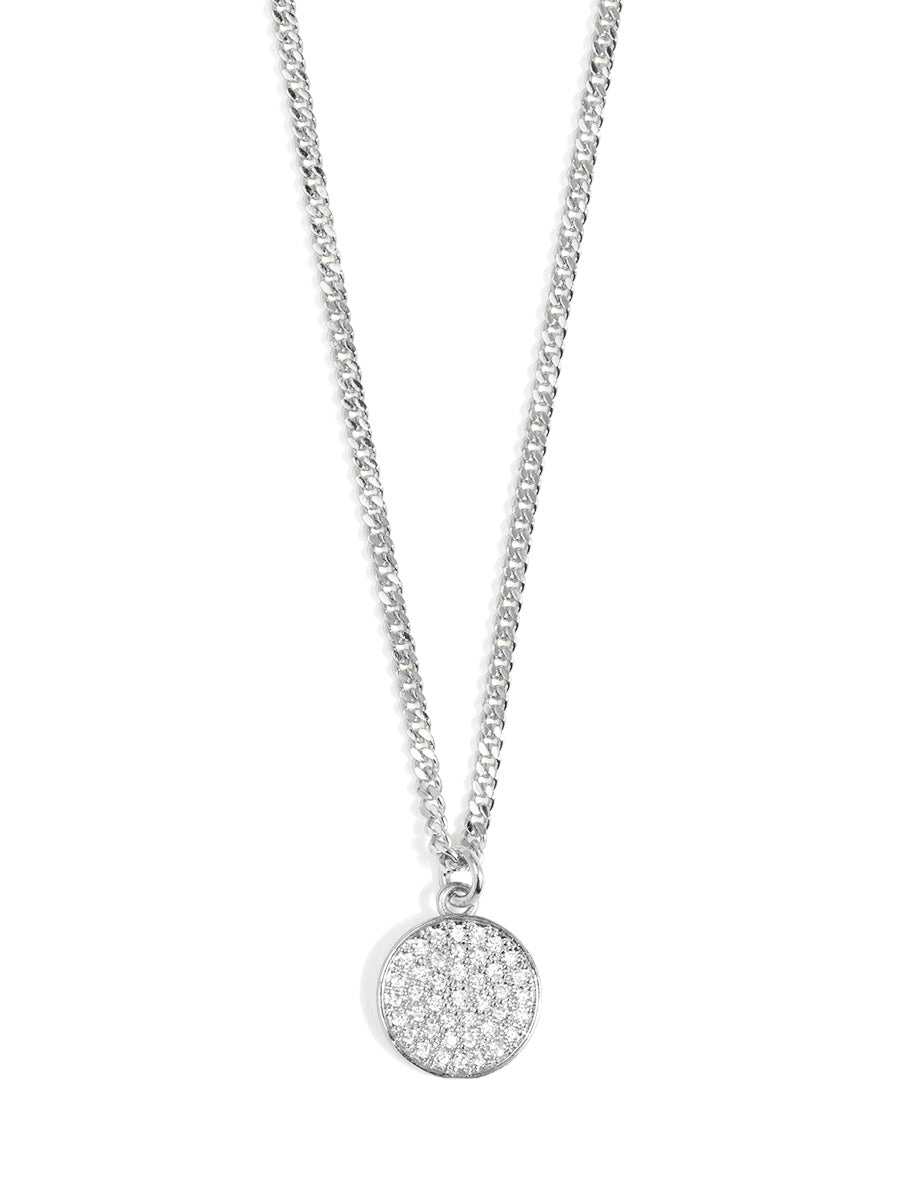 Pave Disc Pendant Short Necklace