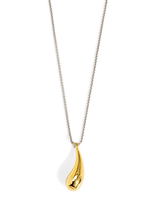 Two-Tone Droplet Charm Pendant Necklace