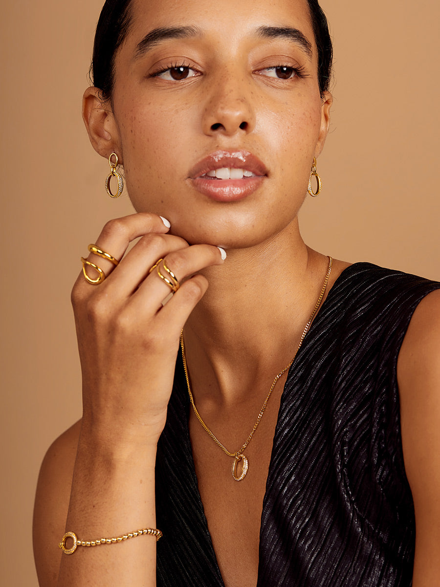 Pavé Oval Link Pendant Necklace