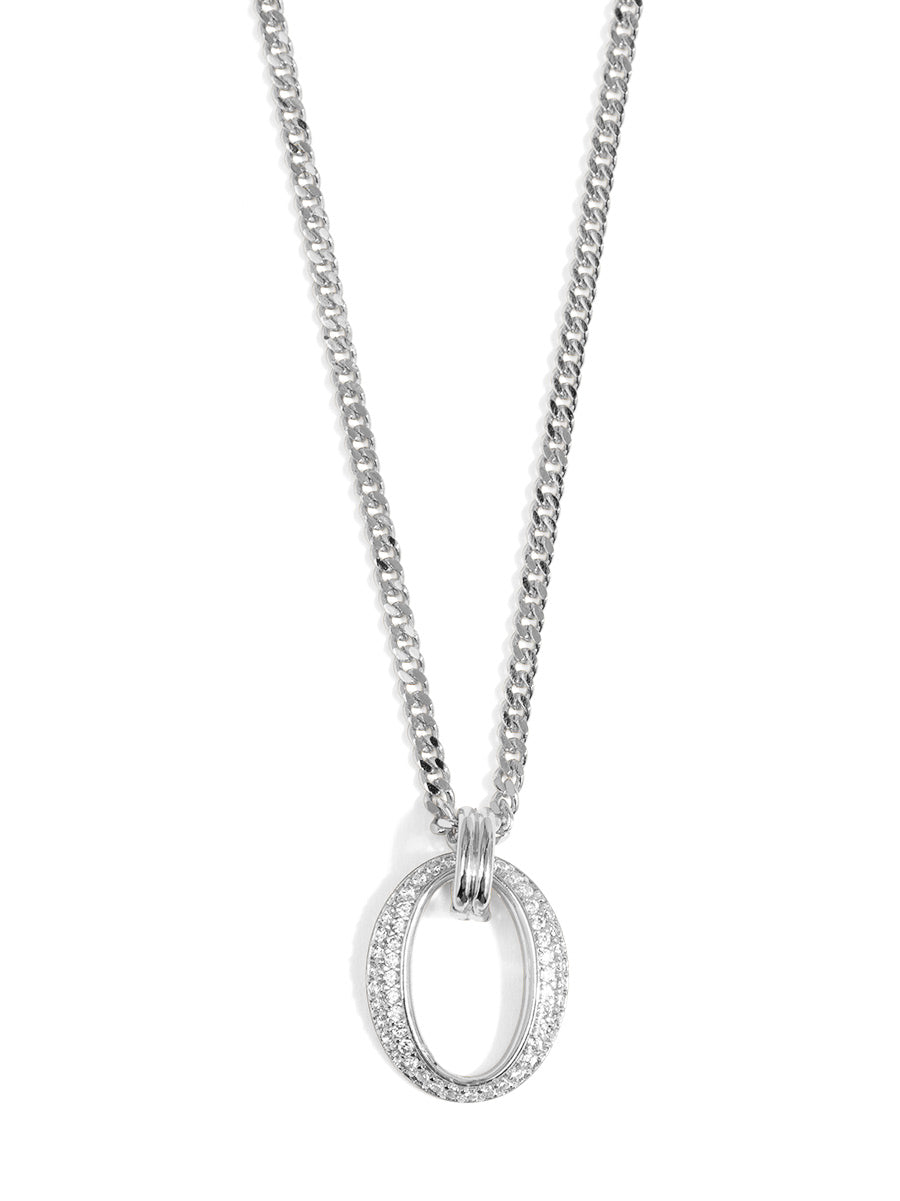 Pavé Oval Link Pendant Necklace