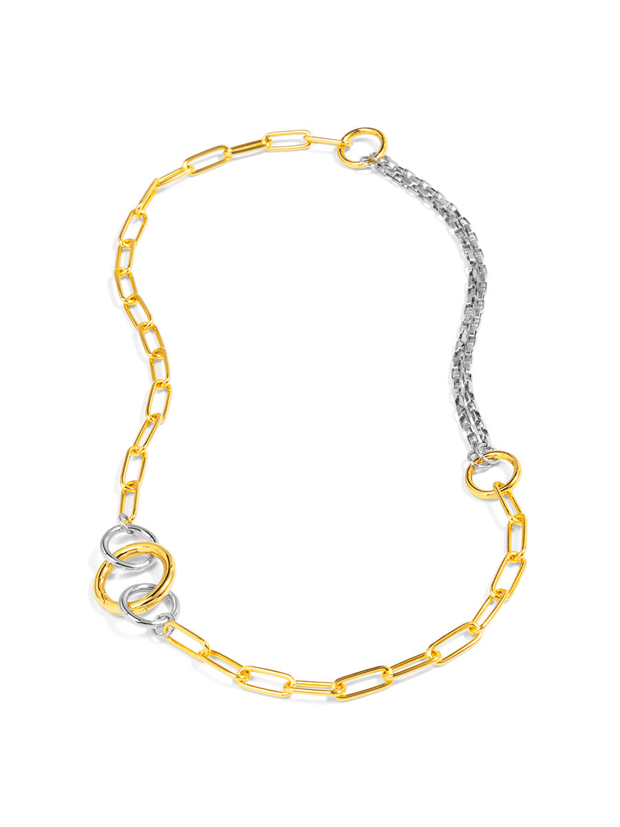 Two-Tone Interlock Chain Necklace