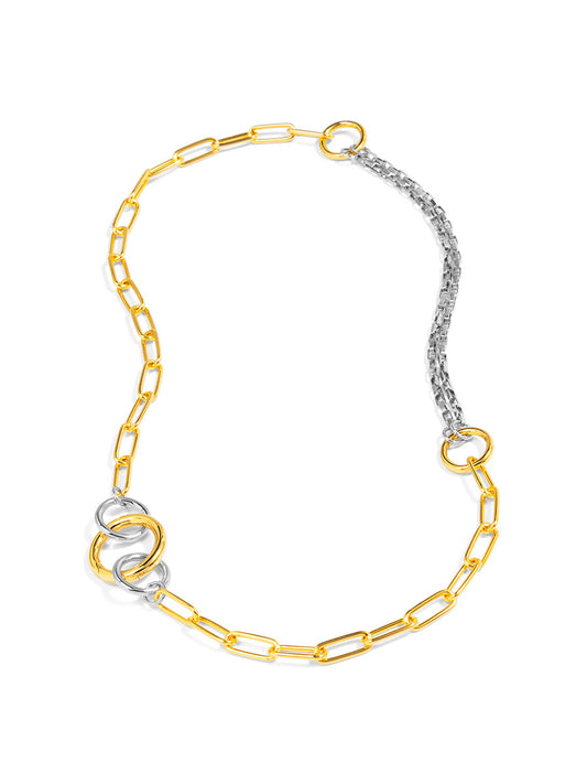 Two-Tone Interlock Chain Necklace