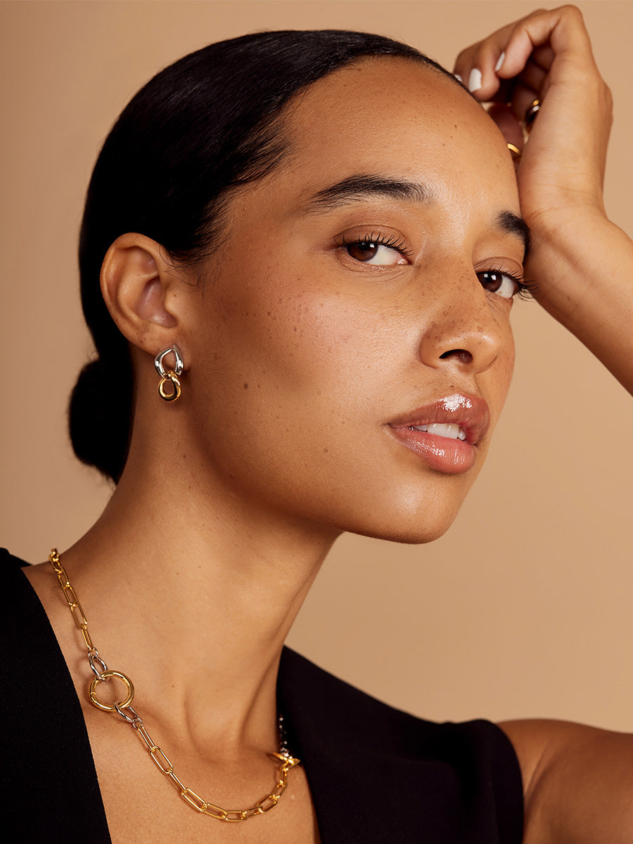 Two-Tone Interlock Chain Necklace