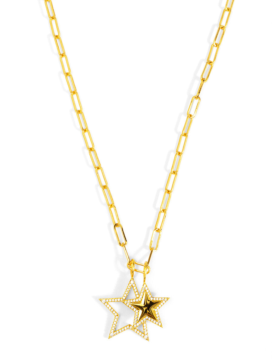 Layered Pav� Star Pendant Necklace