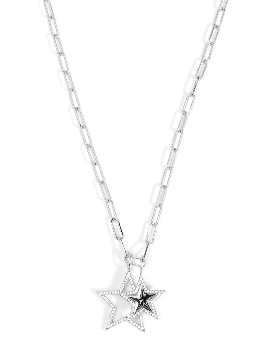 Layered Pavé Star Pendant Necklace