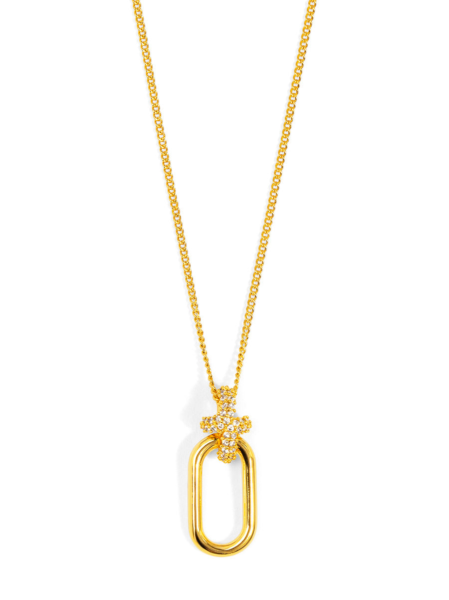 Pave Knot Link Pendant Necklace