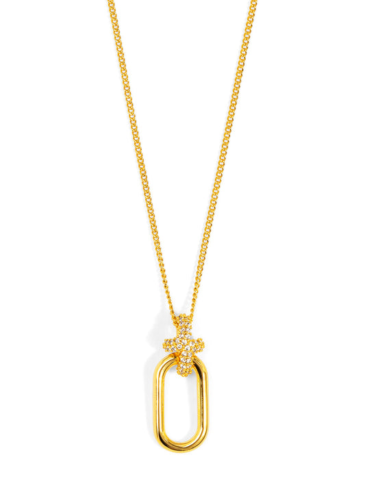 Pave Knot Link Pendant Necklace