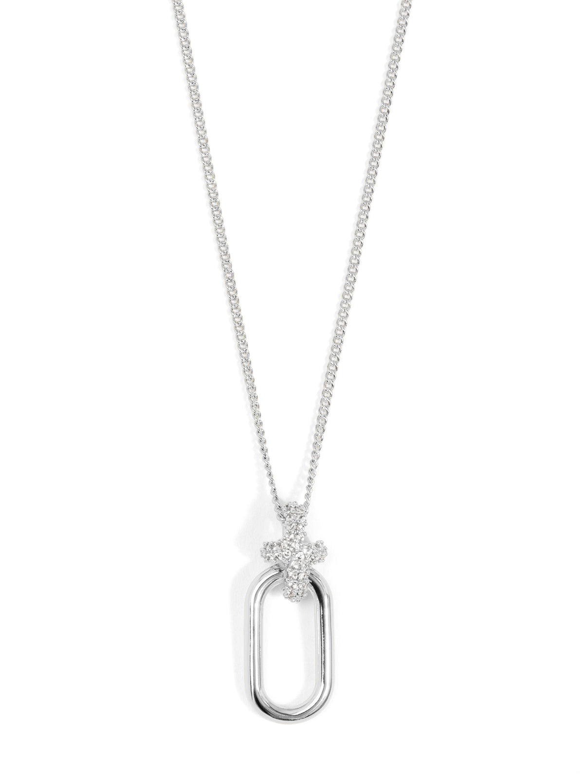 Pave Knot Link Pendant Necklace