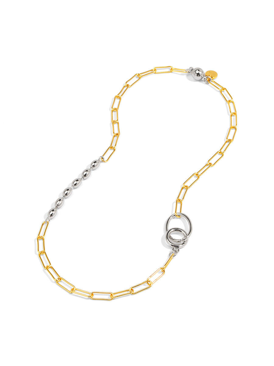 Two Tone Small Mixed Bead Link Magnet Necklace