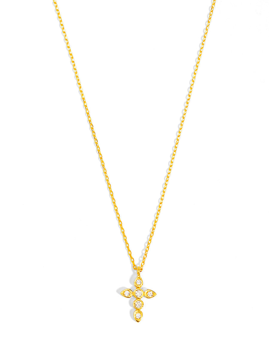 Crystal Cross Pendant Short Necklace