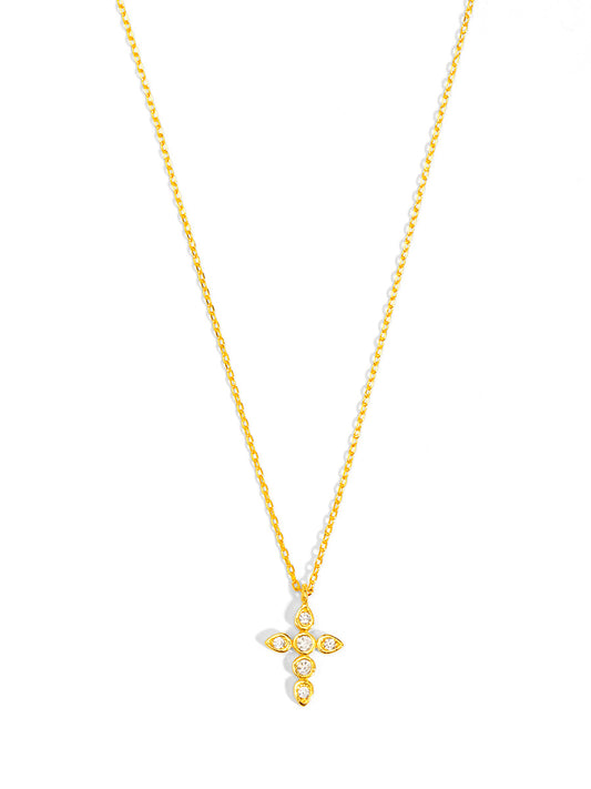 Crystal Cross Pendant Short Necklace