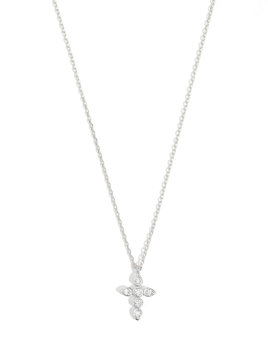 Crystal Cross Pendant Short Necklace