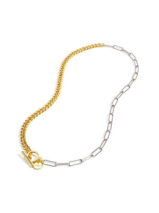 Two-Tone Slim Link Toggle Necklace