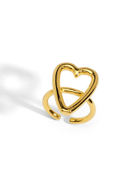 Hollow Heart Adjustable Ring