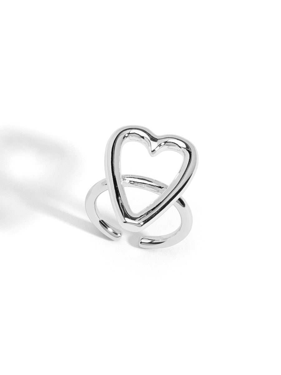 Hollow Heart Adjustable Ring