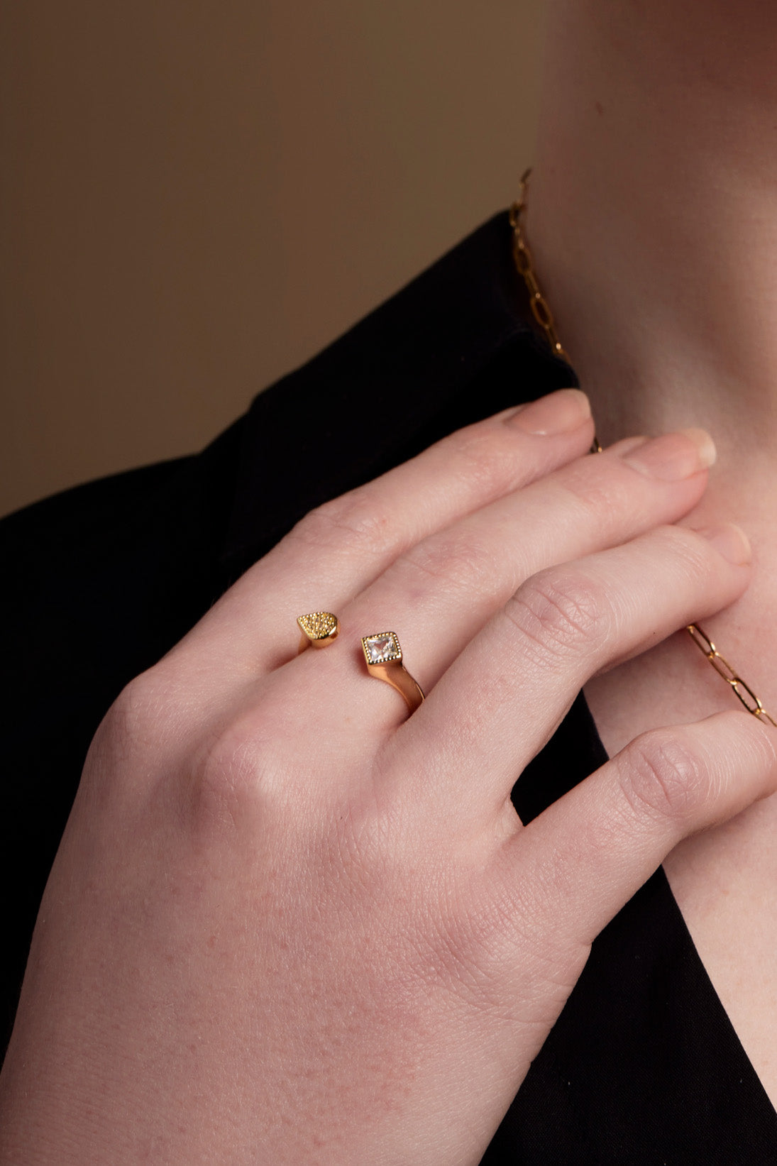 Pav√© and Crystal Assymetrical Ring