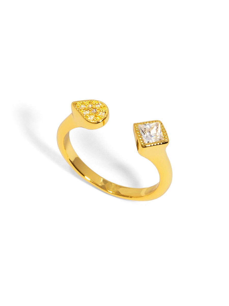 Pav√© and Crystal Assymetrical Ring