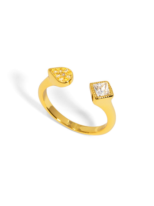 Pav√© and Crystal Assymetrical Ring
