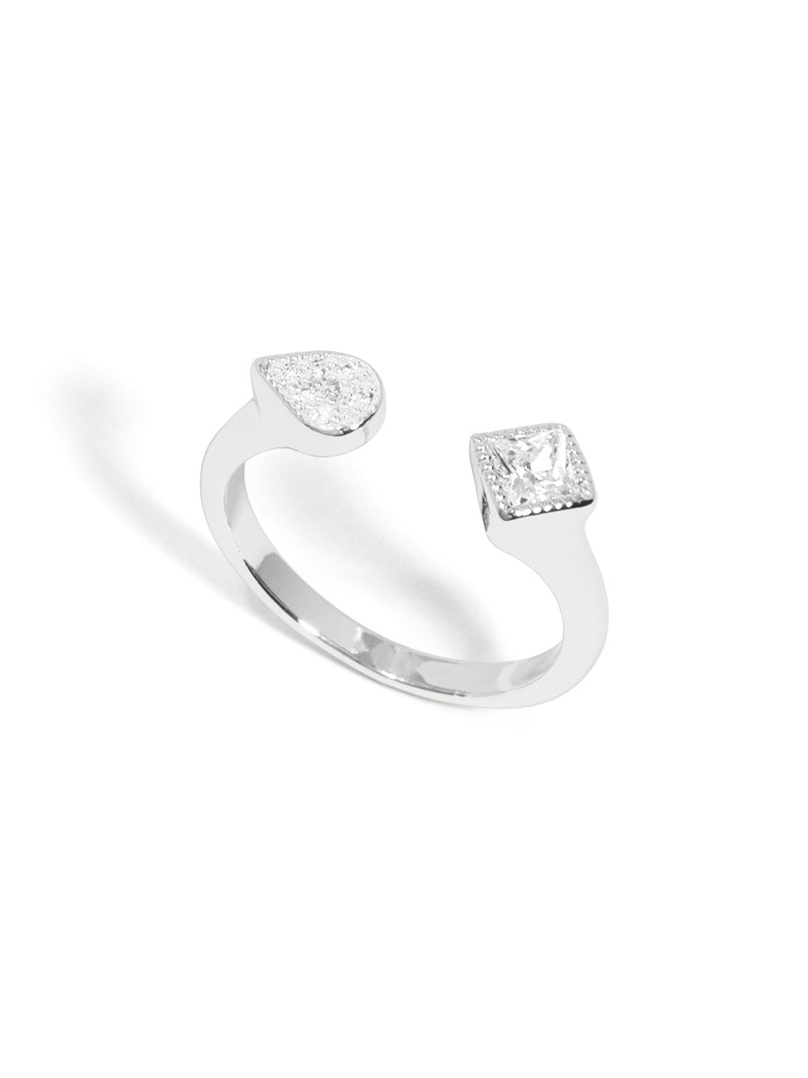 Pav√© and Crystal Assymetrical Ring