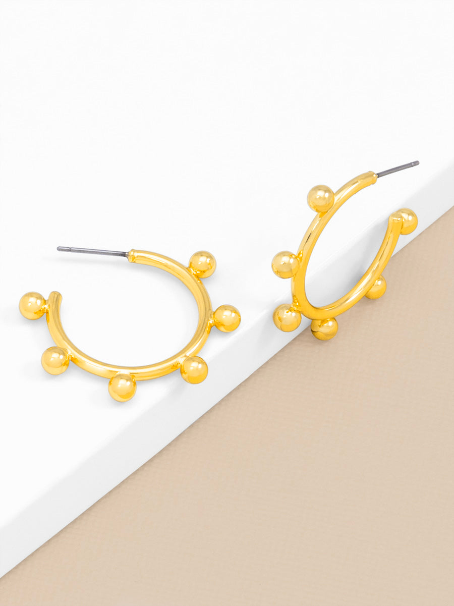 Small Bead Accent Huggie Earring